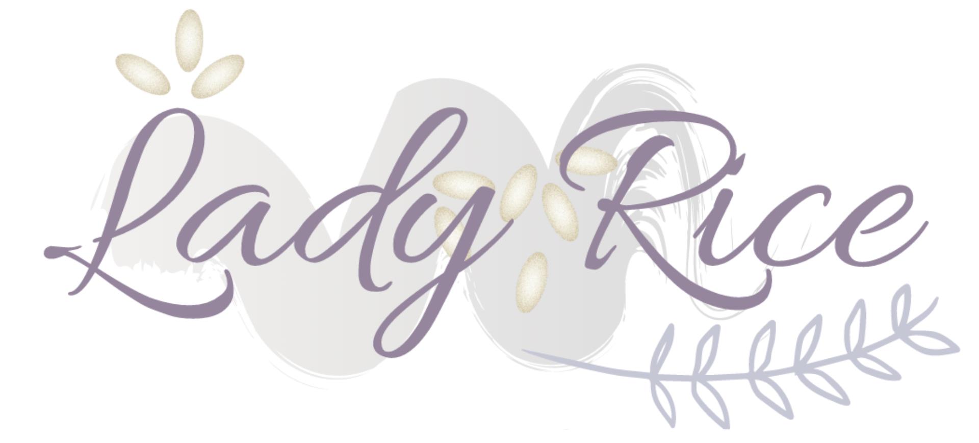 Lady Rice napis na ziarenku ryżu Logo